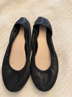 ruby & bloom Black Shimmery Ballet Flats